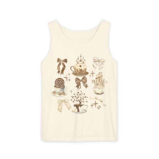 Coquette Coffee Cups with Park Icons - Tank Top