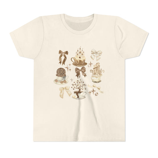 Coquette Coffee Cups with Park Icons - Kid's Tee