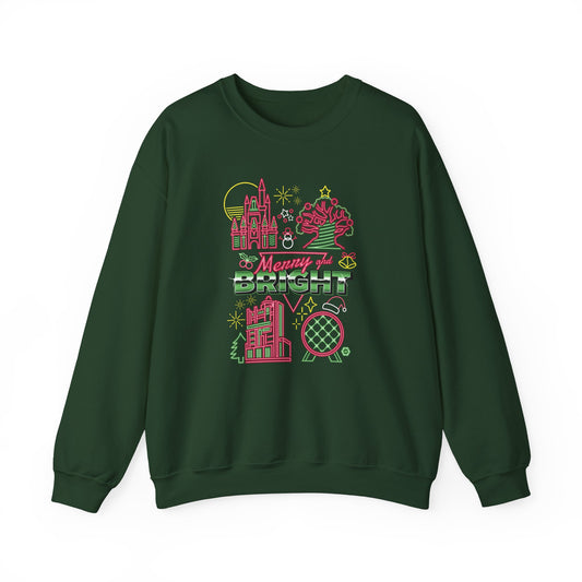 Merry & Bright, Neon Park Landmarks - Crewneck Sweatshirt