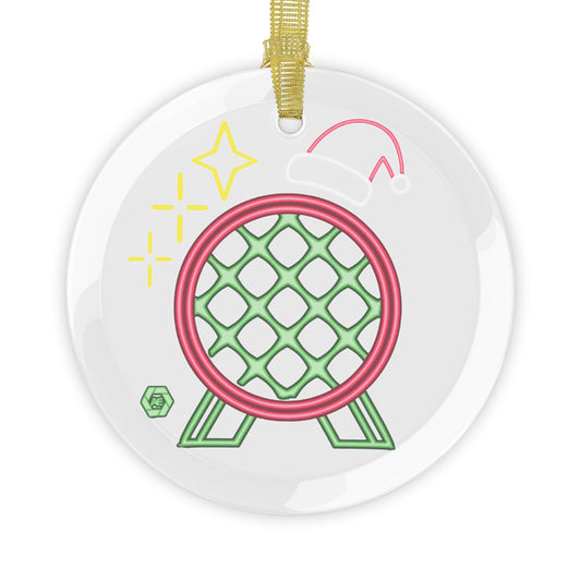Spaceship Earth, Neon Landmark - Glass Ornaments