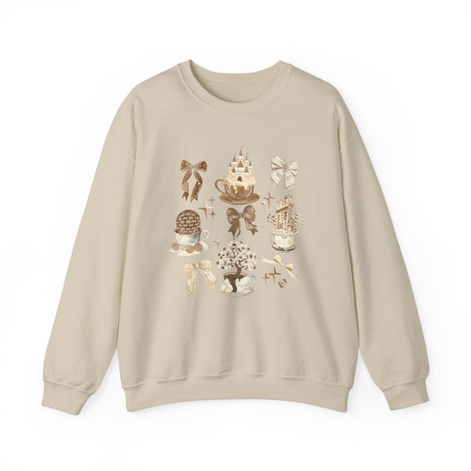 Coquette Coffee Cups with Park Icons - Crewneck Sweatshirt